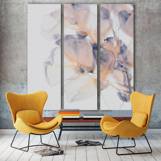 Interieur met akoestisch drieluik bloesemfoto