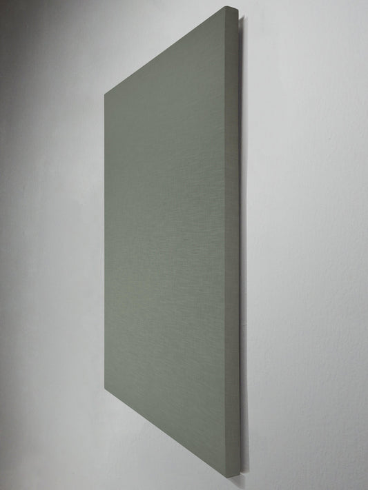 Rechterzijde mosgroen linnen akoestisch wandpaneel