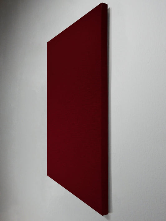 Rechterzijde bordeauxrood linnen akoestisch paneel