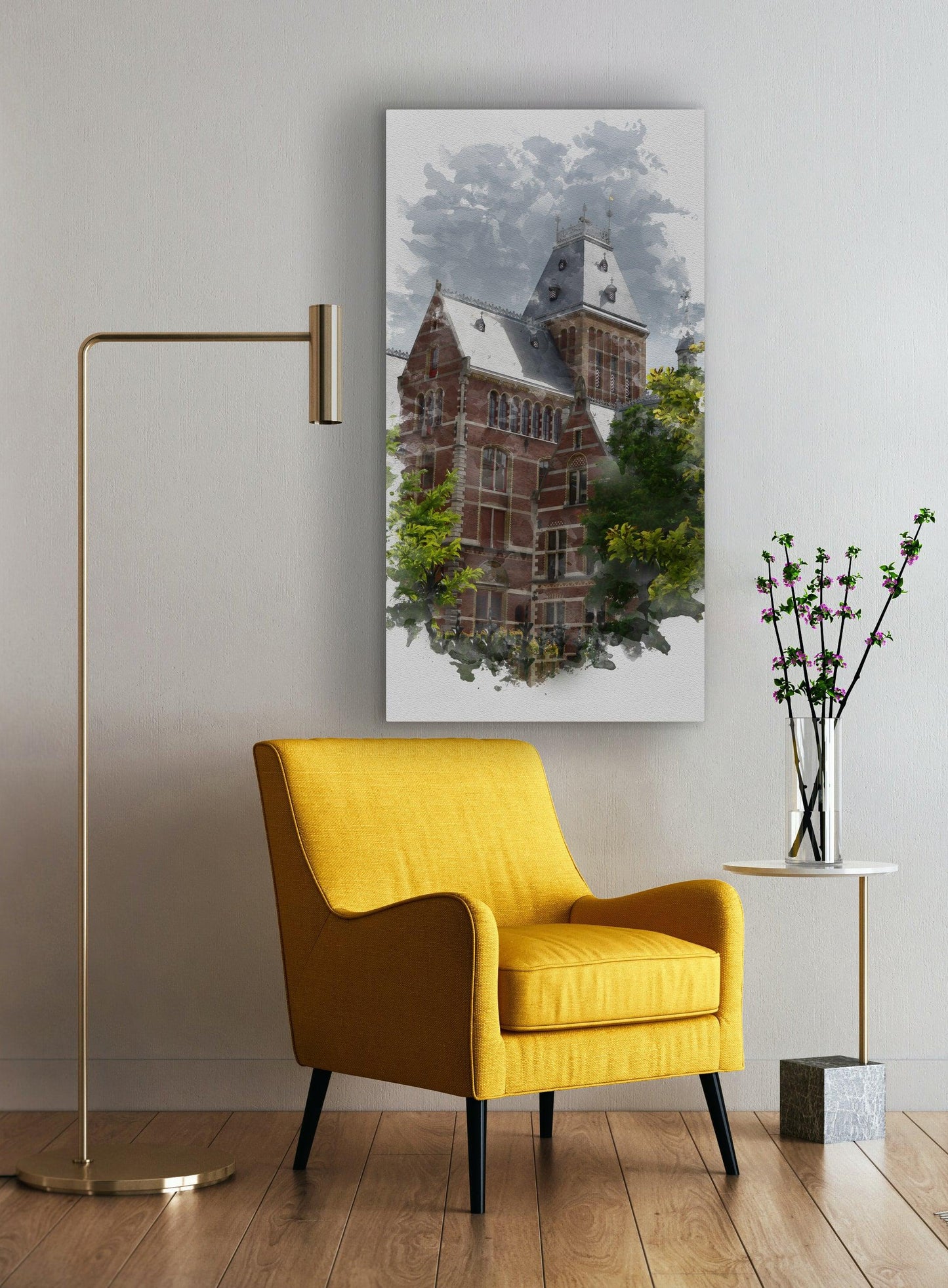 Interieur met akoestisch kunstpaneel met Rijksmuseum