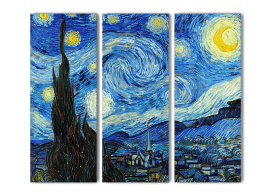 Akoestisch kunst drieluik sterrennacht van Gogh