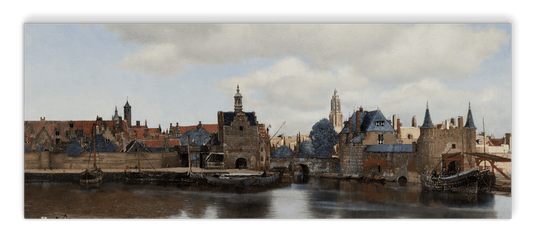 Akoestisch kunstpaneel Gezicht op Delft van Vermeer